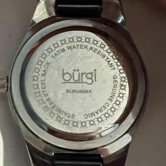 BURGI One of a kind black watch with crystal accents! Brand new, never used! - Picture 5 of 7